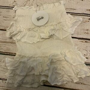 NWT Princess Polly Womens 0 White Natalya Mini Skirt Ruffle Tiered Skort Boho